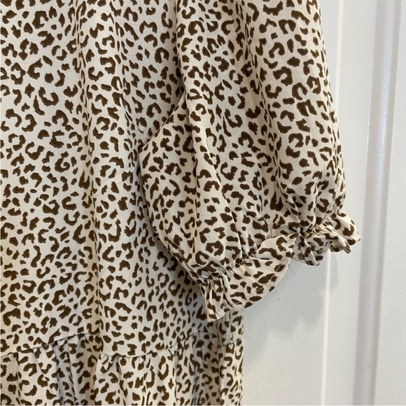 PRETTYGARDEN Cheetah Print Flowy Boho Midi Dress Puff Short Sleeve ,Women’s Sz S - Picture 7 of 9